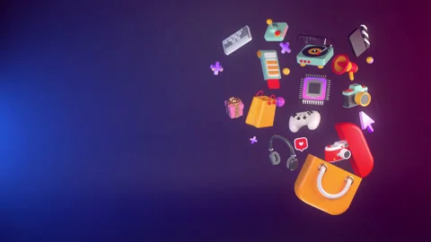 3d rendering of shopping application. Stock Footage 148471745