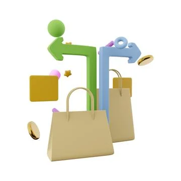3d rendering shopping for loved ones with delivery icon. 3d render two packages Stock Illustration