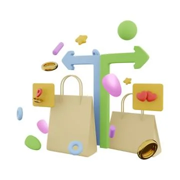 3d rendering shopping for loved ones with delivery icon. 3d render two packages Illustrazione stock