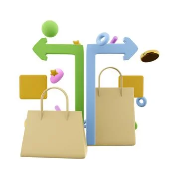 3d rendering shopping for loved ones with delivery icon. 3d render two packages Stock Illustration