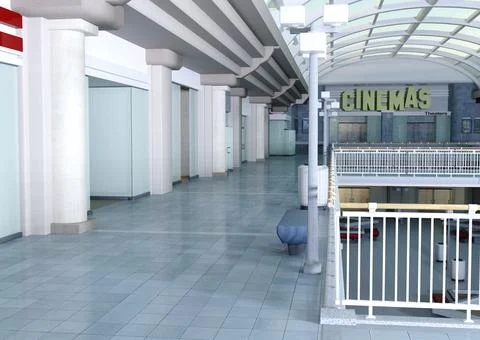 3D Rendering Shopping Mall Stock Illustration