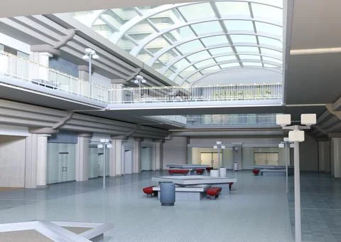 3D Rendering Shopping Mall Stock Illustration