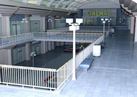 3D Rendering Shopping Mall Stock Illustration