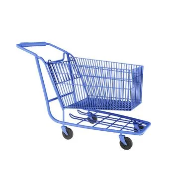 3d rendering of Shopping Trolley, 3d icons, pastel minimal cartoon style  iso Stock Illustration
