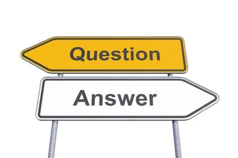 3d rendering of a signpost with the caption question and answer - isolated. Stock Illustration