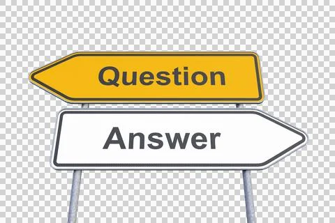 3d rendering of a signpost with the caption question and answer - isolated. Stock Illustration