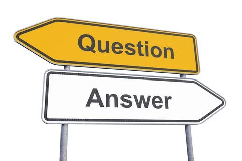 3d rendering of a signpost with the caption question and answer - isolated. Stock Illustration
