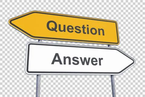 3d rendering of a signpost with the caption question and answer - isolated. Stock Illustration