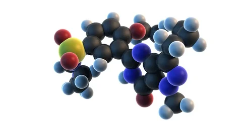 3D rendering of sildenafil (Viagra) molecule Stock Footage 129554808