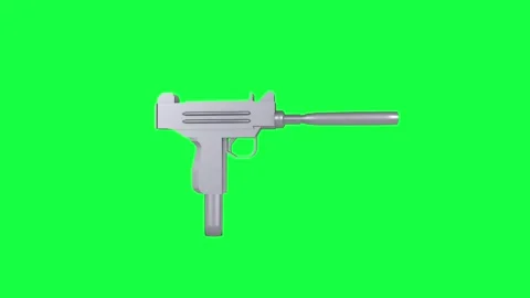 3D rendering of a silenced firearm on a green background Stock Footage 285060438