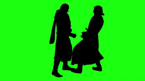 3d rendering - silhouettes of people physical confrontation  on green screen. Stock Illustration