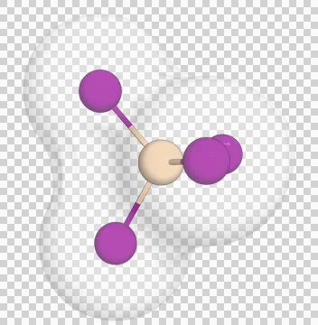 3D rendering of Silicon Tetraiodide over a transparent background. Stock Illustration