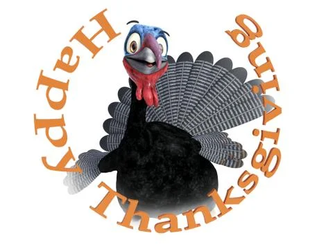 3D rendering of a silly smiling toon turkey. Stock Illustration