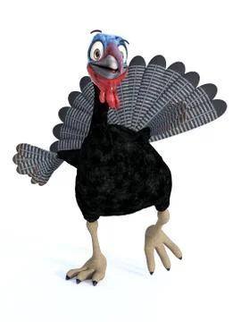 3D rendering of a silly smiling toon turkey. Stock Illustration
