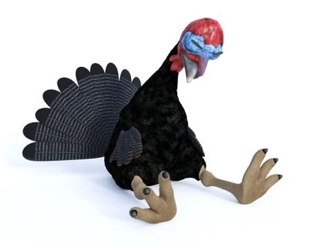 3D rendering of a silly tired toon turkey Stock Illustration