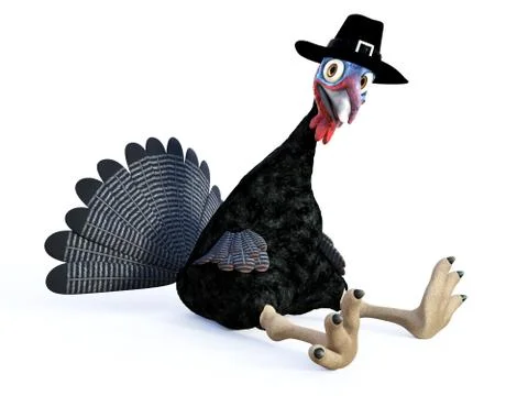 3D rendering of a silly toon turkey sitting. Stock Illustration