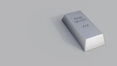 A 3d rendering of silver bullion bars stamped with the text "FINE SILVER" Illustrazione stock