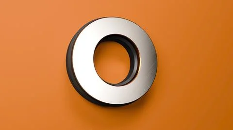 3D rendering of silver gold and black font alphabet letter O isolated on an 스톡 사진
