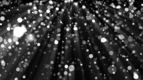 3D rendering silver particles shimmer and create bokeh on a black background Stock Illustration
