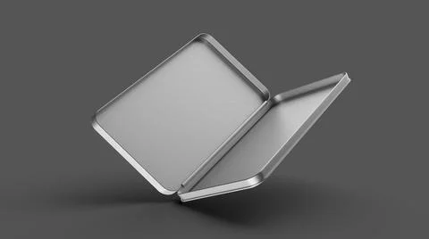 3D rendering of a silver pencil box isolated on gray background Illustrazione stock