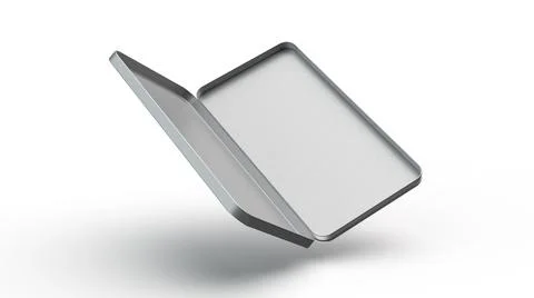 3D rendering of a silver pencil box isolated on white background Illustrazione stock