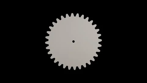 3D rendering of silver steel gears rotating. Industrial seamless loop. Stock Footage 340291052