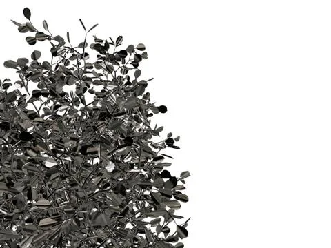 3d rendering of a silver tree isolated on a white background Illustrazione stock