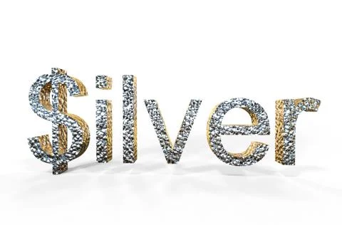 3d rendering of silver written with dollar S Stock Illustration