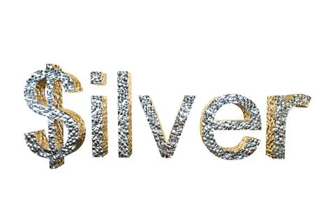 3d rendering of silver written with dollar S Isolated Stock Illustration