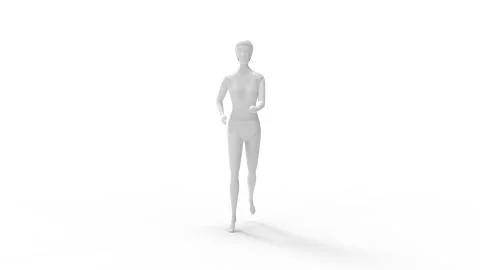 3D rendering of a simple computer generated model woman taking a step isolate Stock Illustration
