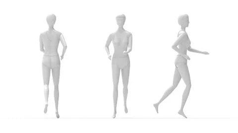 3D rendering of a simple computer generated model woman taking a step isol... Stock Photos