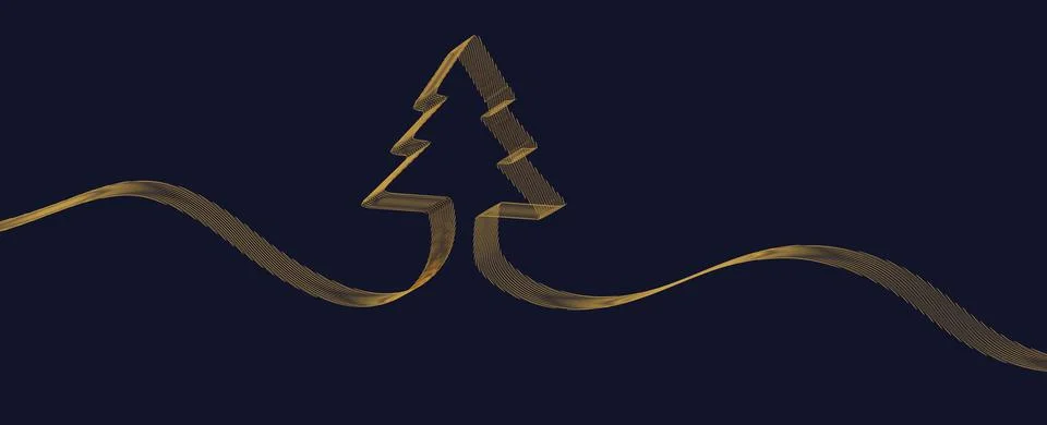 3D rendering of a simple designed Christmas tree isolated on a dark  background Ilustración de archivo