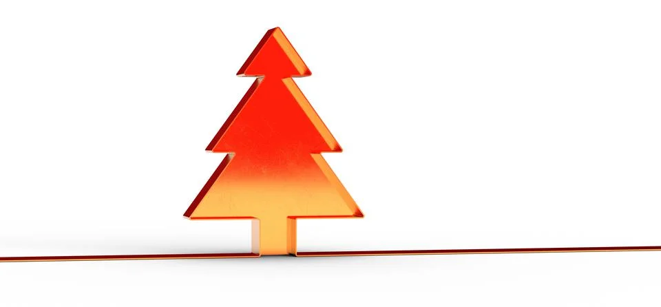 3D rendering of a simple designed Christmas tree isolated on a white background Ilustración de archivo