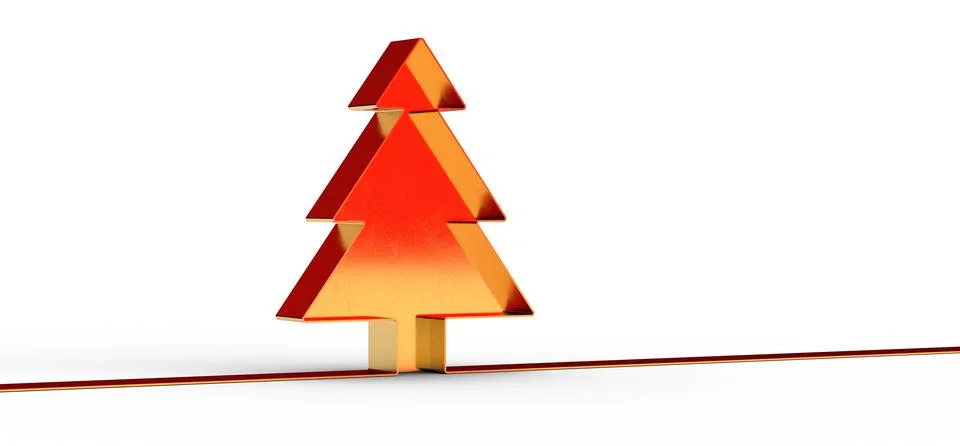 3D rendering of a simple designed Christmas tree isolated on a white background Ilustración de archivo