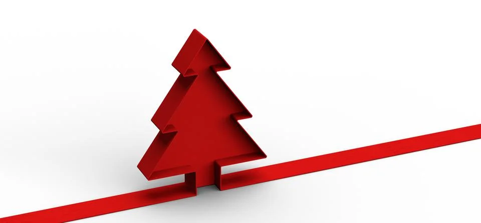 3D rendering of a simple designed Christmas tree isolated on a white background Ilustración de archivo