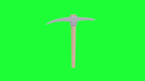 3D rendering of a simple pickaxe on a bright green background 스톡 동영상 287882469