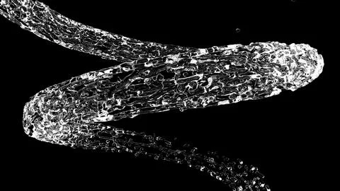 3D rendering simulation of water flow in circle shape on black background with イラスト素材