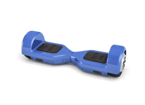 3d rendering of a single blue hoverboard in front view isolated on white Stock Illustration