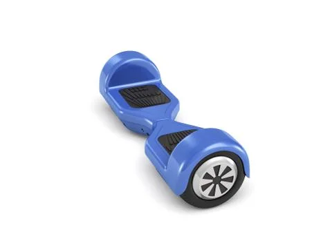 3d rendering of a single blue hoverboard in front view isolated on white Stock Illustration