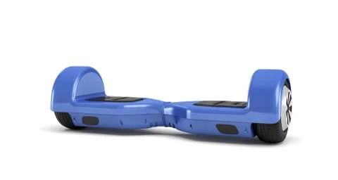 3d rendering of a single blue self-balancing gyroscooter on white background. Stock Illustration