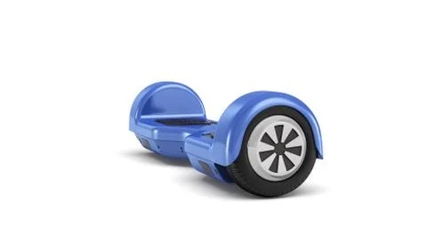 3d rendering of a single blue self-balancing gyroscooter on white background. Stock Illustration
