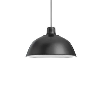 3d rendering of a single dark lamp fixture with a wide industrial metal design Illustrazione stock