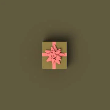 3D RENDERING OF SINGLE GIFT BOX WITH RIBBON FROM TOP VIEW Stock Illustration