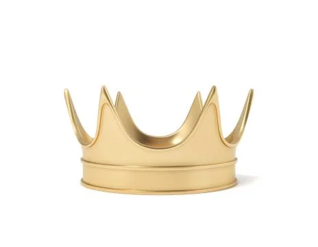 3d rendering of a single golden royal crown resting on a white background. Illustration