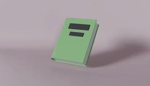 A 3d rendering of a single green book floating with minimalist design reading Stock Photos