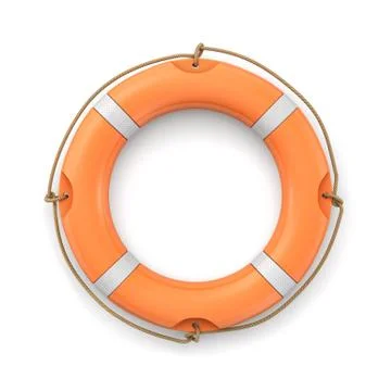 3d rendering of a single isolated orange life buoy isolated on white background. Stock Illustration