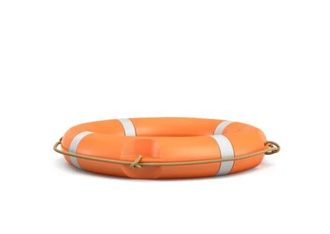 3d rendering of a single isolated orange life buoy isolated on white background. 스톡 일러스트