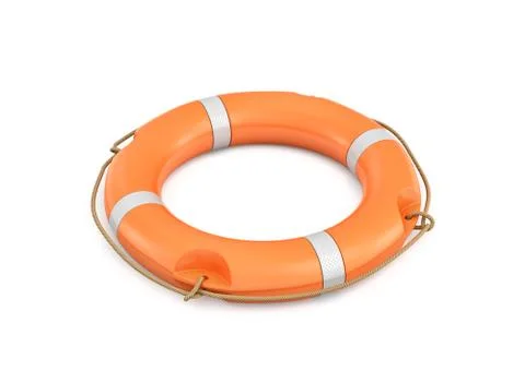 3d rendering of a single isolated orange life buoy isolated on white background. Illustration