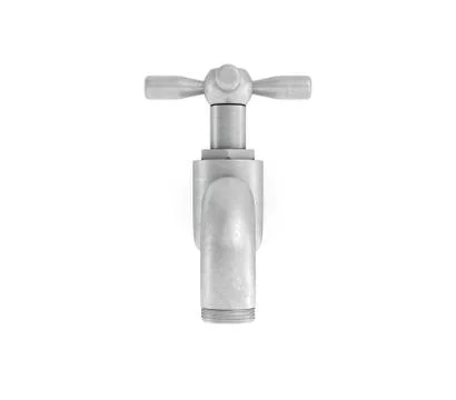 3d rendering of single metal water tap with a cross handle isolated on a white Stock Illustration