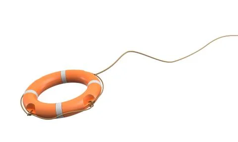 3d rendering of a single orange life buoy on a white background hanging from a Stock Illustration